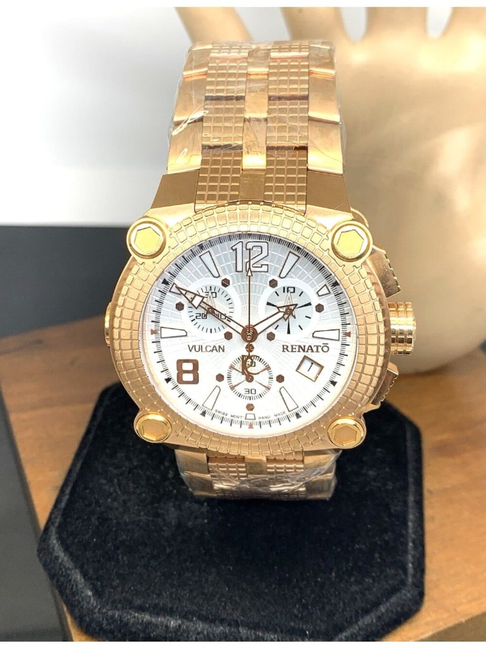 Renato Vulcan Men's Watch Swiss Quartz Chronograph Rose Gold Steel 46mm